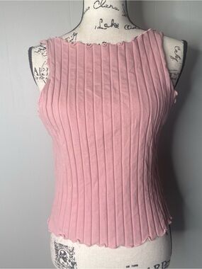 SHEIN Pink Ribbed Tank Top